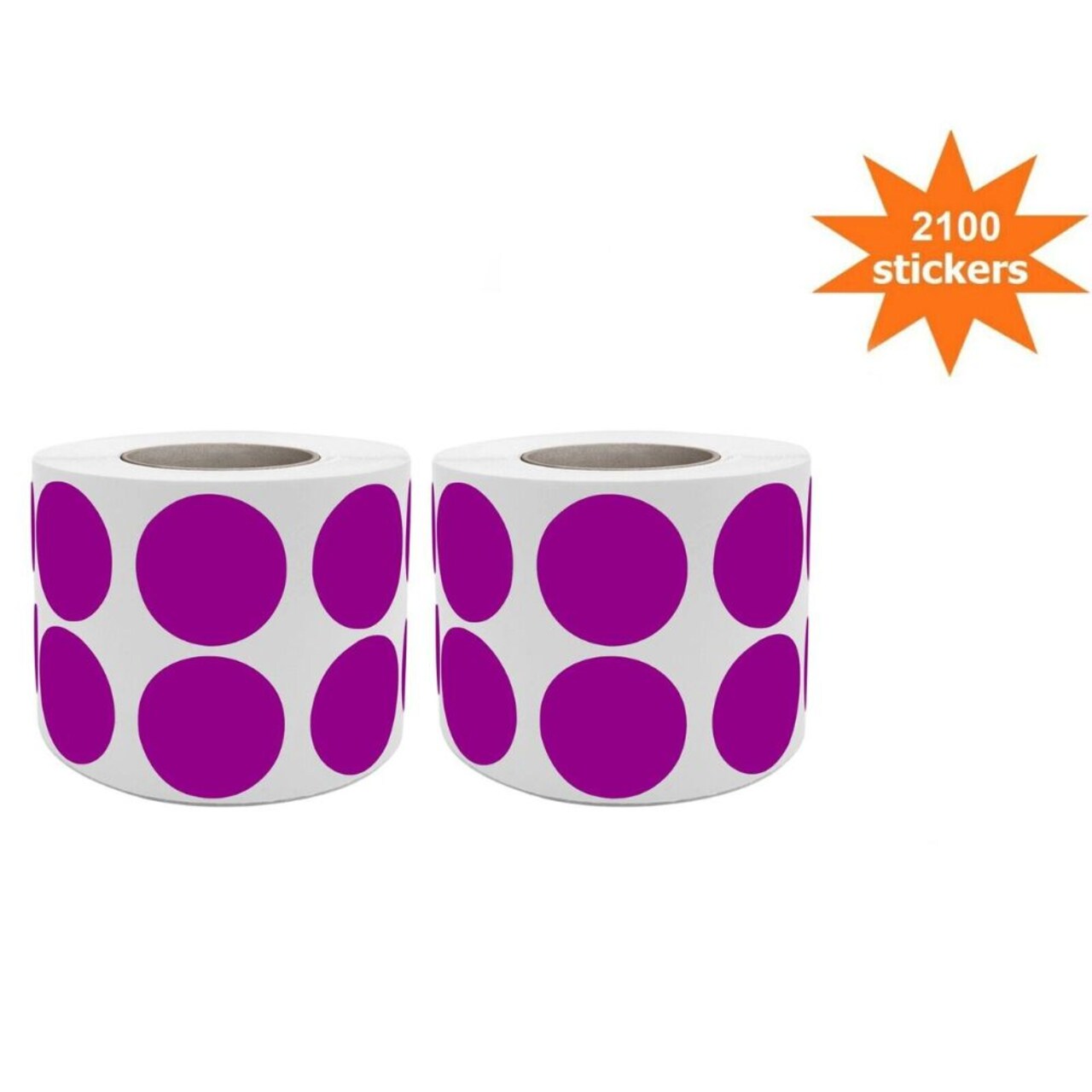Purple Round Color Coding Stickers - 3/4 Inch (19mm), 2100-Pack on 2 Rolls